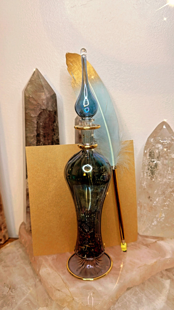 XXL 9 Inch Egyptian Blown Glass Genie Manifestation Bottle