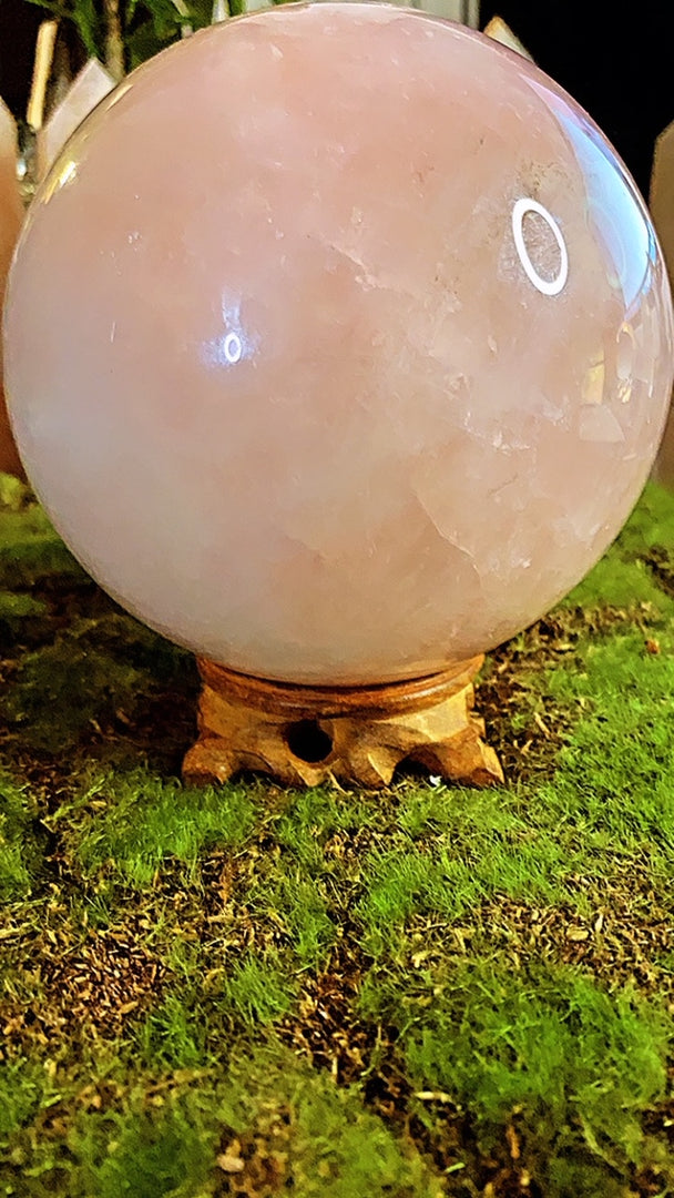 XXL 17" Circumference Rose Quartz Sphere From Madagascar/Stand Included
