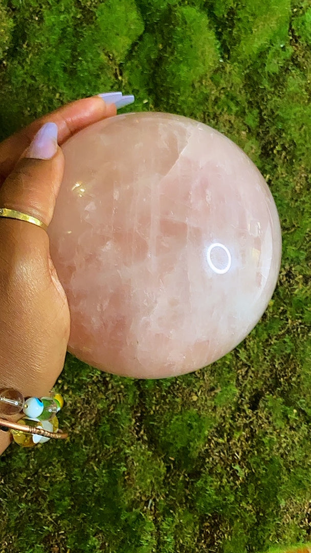 XXL 17" Circumference Rose Quartz Sphere From Madagascar/Stand Included