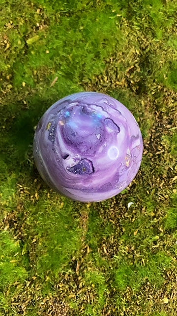 8.5" Inch Circumference Purple Velvet Fluorite Sphere