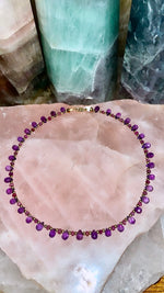 Load image into Gallery viewer, 14k x Pink Sapphire x Amethyst Choker