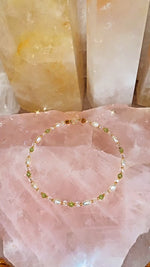 Load and play video in Gallery viewer, 14k x Peridot x Fresh Water Pearl x Swarovski Anklet