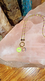 Load and play video in Gallery viewer, Amethyst x Peridot 24k Evil Eye Charm Necklace