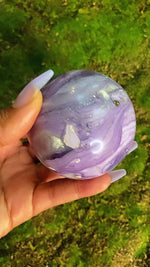Load and play video in Gallery viewer, 8.5&quot; Inch Circumference Purple Velvet Fluorite Sphere