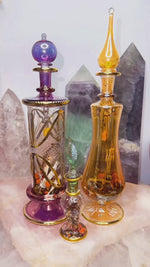 Load and play video in Gallery viewer, XXL 9 Inch Egyptian Blown Glass Genie Manifestation Bottle
