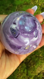 Load and play video in Gallery viewer, 8.5&quot; Inch Circumference Purple Velvet Fluorite Sphere
