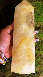 Load and play video in Gallery viewer, XL 9.5&#39;&quot; Inch Dendritic Quartz with Golden Healer Tower